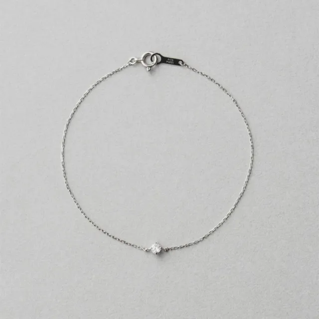 【ete】PT900/850 經典單鑽爪鑲鑽石手鍊-0.10ct(鉑金色)