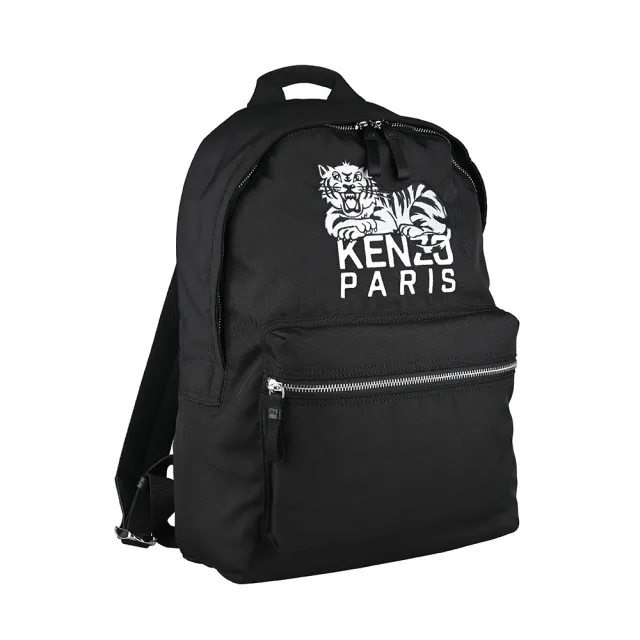 【KENZO】KENZO 快樂老虎刺繡圖騰後背包(黑)