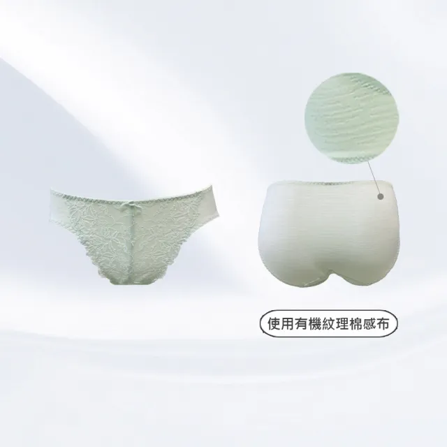 【Swear 思薇爾】舒棉Bra系列M-XL蕾絲低腰三角女內褲(輕綠色)