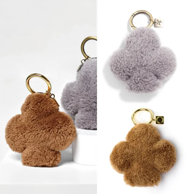 【PEPPER’S】交換禮物 FLUFFY 梅花羊羔毛掛飾 - 焦糖棕/格雷灰(掛飾 包包吊飾 配件)