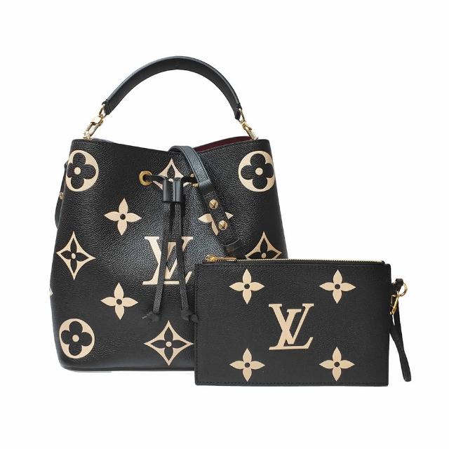 LV LOUIS VUITTON路易威登 M45497 經典 NÉONOÉ MM Empreinte 壓花牛皮手提 / 斜背水桶包
