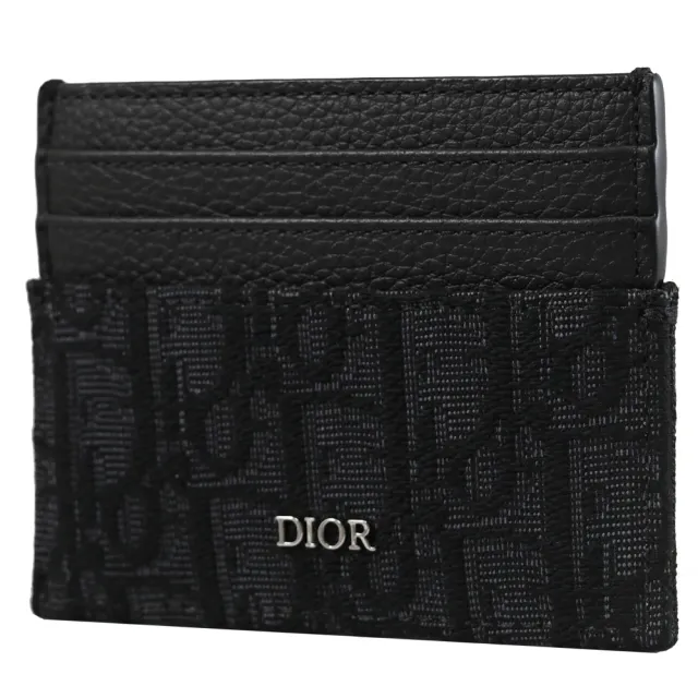 【Dior 迪奧】Christian Dior OBLIQUE 經典滿版LOGO緹花信用卡證件名片6卡隨身卡夾(黑)