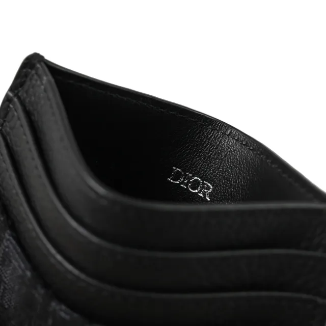 【Dior 迪奧】Christian Dior OBLIQUE 經典滿版LOGO緹花信用卡證件名片6卡隨身卡夾(黑)