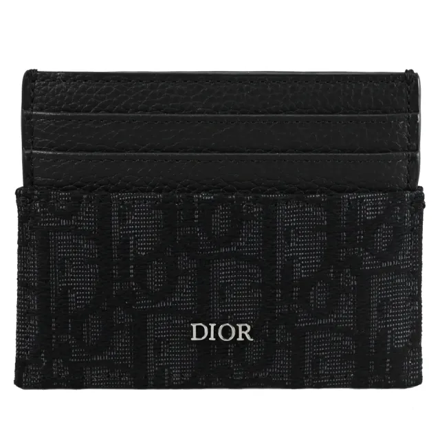【Dior 迪奧】Christian Dior OBLIQUE 經典滿版LOGO緹花信用卡證件名片6卡隨身卡夾(黑)