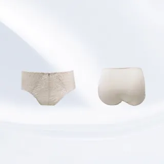 【Swear 思薇爾】撩波芙蓉光影系列M-3XL蕾絲中腰三角女內褲(燕麥膚)