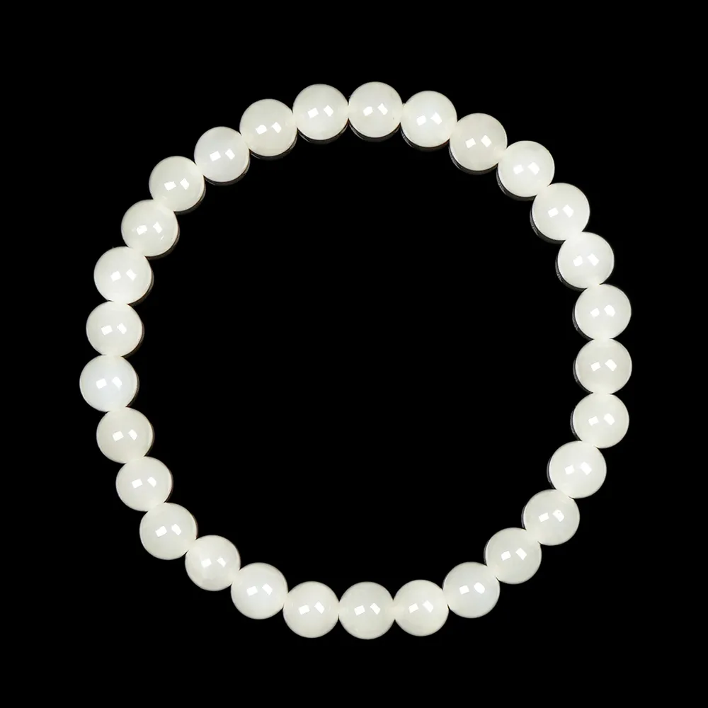 正佳珠寶】和田白玉頂級新疆老礦5.8-6.2mm 和田白玉手珠｜日本彈力繩