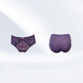 【Swear 思薇爾】撩波芙花春漾系列M-3XL蕾絲中腰三角女內褲(芙花紫)