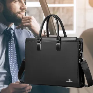 【BONum 博紐】男仕商務休閒細紋三主袋兩用包加大款(公事包 型男 上班 休閒 商務 筆電)
