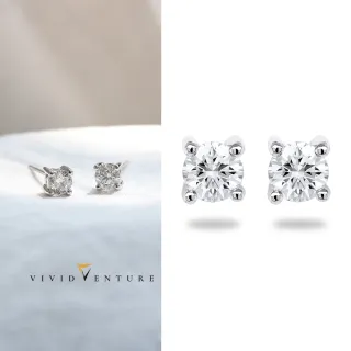 【Vividventure 亞帝芬奇】40分 天然鑽石 真鑽 耳環 經典(14K金台+18K金耳針)
