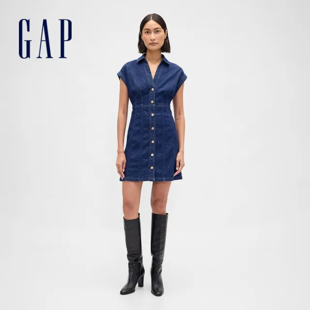 【GAP】女裝 刺繡翻領長袖/短袖牛仔洋裝-多色任選(815979&793219&815740)