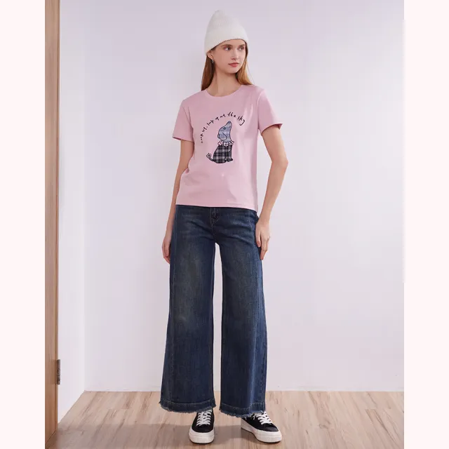 【H2O】格紋小狗造型上衣(#5171114 短袖上衣、T恤；紅色/丈青色/白色/粉色)