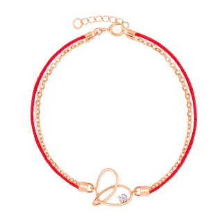 【Just Diamond】鎮金店 18K玫瑰金 Rosy wishes-交織心 鑽石手鍊