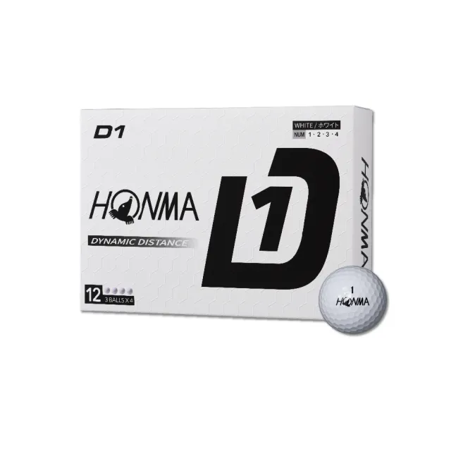【HONMA 本間高爾夫】GOLF BALL NEW D1 兩層球 高爾夫球 BT2401合規高反發內核心 白色 彩色任選(3盒)