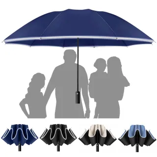 【REM】27吋特大傘面 10骨抗風反向傘 多人撐傘免淋濕 黑膠防曬反光條 車用摺疊晴雨傘 自動折疊傘