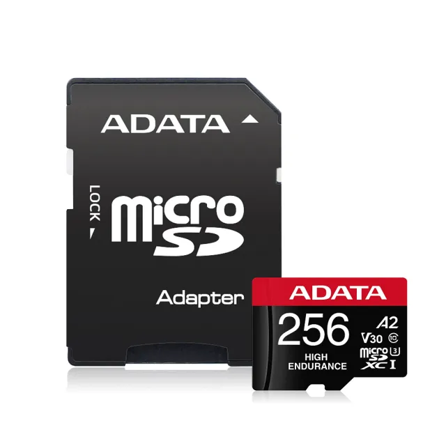 【ADATA 威剛】High Endurance  microSDXC UHS-I U3 A2 V30 256G 高耐用記憶卡(附轉卡)-3入組