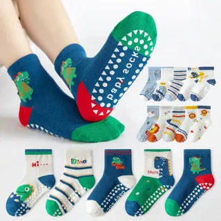 【橘魔法】（5雙一組）色彩繽紛動物防滑點膠網眼短襪(薄襪 中筒襪 襪子 中性款 男童 兒童 童襪 童裝)