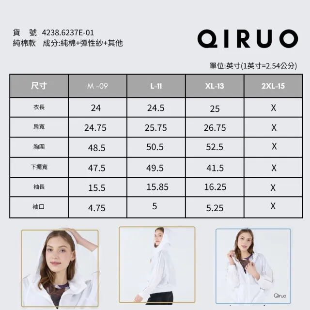 【Qiruo 奇若名品】輕薄防風 連帽外套袖口束口白色薄長袖6237E