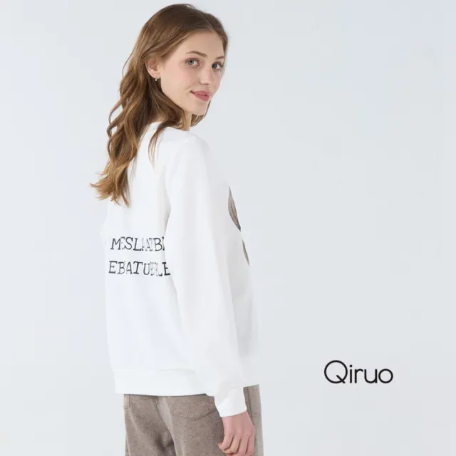 【Qiruo 奇若名品】棉質 大臉娃娃長袖白色休閒上衣 6219A 