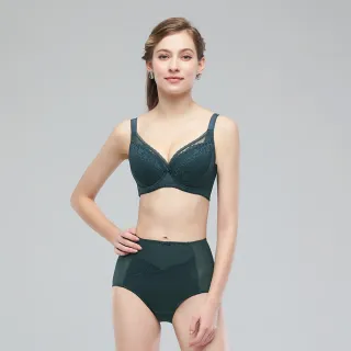 【Swear 思薇爾】S小心機系列E-H罩調整型涼感蕾絲集中包覆大罩塑身女內衣(暗夜綠)