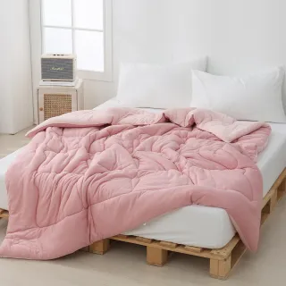 【HOYACASA  禾雅寢具】韓系Q彈雙色泡芙抗菌針織被-180x210 cm-草莓慕斯