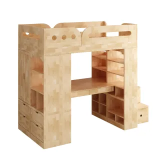 【環安傢俱】睡寶堡實木房間組｜衣櫃款/梯櫃｜BC-102(成長床 兒童床 高架床 書桌 床)