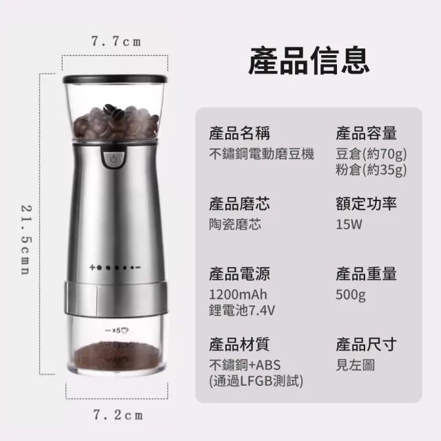【Felsted 菲仕德】家用小型不鏽鋼咖啡磨豆機(電動磨豆機/咖啡豆磨粉機/咖啡豆粉碎)