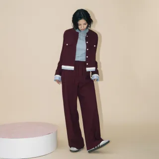 【gozo】A｜立體顆粒針織口袋造型直筒寬褲(兩色)