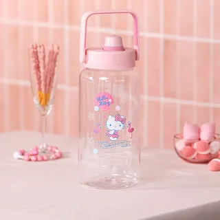 【THERMOS膳魔師】HelloKitty附吸管組輕水瓶2000ml(TP436TKT-SSFM 網路限定)