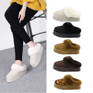 【HIKOREA】韓國空運。韓國選品 輕量 厚底 鋪毛 穆勒5CM 雪靴 拖鞋/版型偏小(71-3617/五色/現+預)