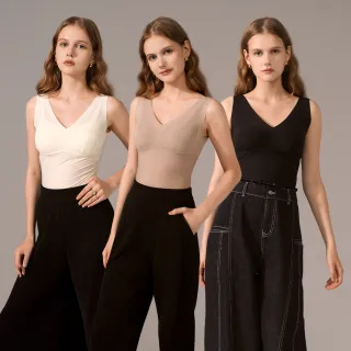 【KERAIA 克萊亞】魅力價-絲柔勻影桑蠶絲罩杯背心-三件組(M-L；固定式胸墊)