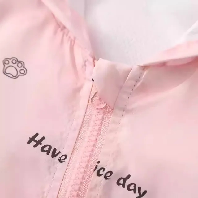 【時尚Baby】童裝女童薄外套粉色可愛貓咪防風外套(女中小童薄外套休閒外套連帽春夏秋外套)