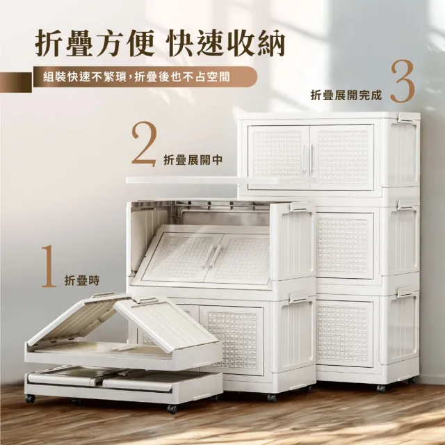 【ONE HOUSE】76寬 650L 阪藤加深款折疊收納櫃/收納箱-五層(衣櫃 置物櫃 收納架 四層櫃 摺疊收納 雙開門)