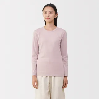 【MUJI 無印良品】女棉保暖厚織圓領長袖T恤(柔白/灰白/黑色/米黃/淺粉)
