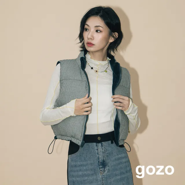 【gozo】A｜雙面穿立領抽繩短版背心(兩色)