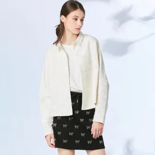 【GLORY21】網路限定款-etc.緹花壓紋翻領領開扣外套(白色)