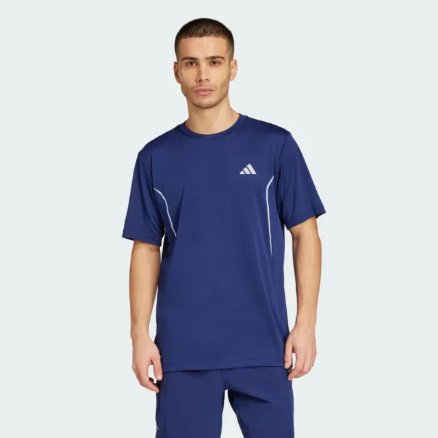【adidas 愛迪達】愛迪達 Tech App Gf Tee 男 T恤 運動上衣 休閒短袖 吸濕排汗 藍 亞版(JZ8491)