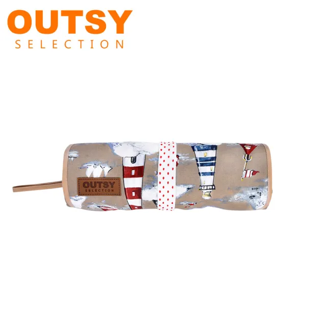 【OUTSY】台灣製獨家花色點點綁帶輕量野餐墊(台灣製多色可選)
