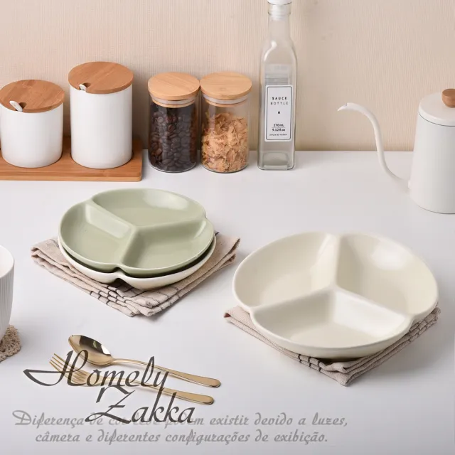 【Homely Zakka】北歐三葉形陶瓷健康分隔餐盤2入一組_4款任選(健康分隔盤 瘦身餐盤 健身餐盤 減脂餐盤)