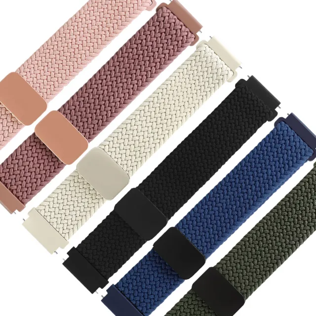 【Watchband】20.22mm / 各品牌通用 快拆型 交叉編織 磁吸扣 尼龍錶帶(黑/藍/綠/象牙白/粉/藕色)