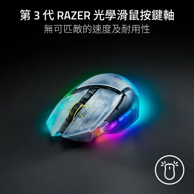 【Razer 雷蛇】Basilisk 巴塞利斯蛇 V3 Pro 35K 無線電競滑鼠 - Phantom White 幻影白(RZ01-05240400-R3A1)