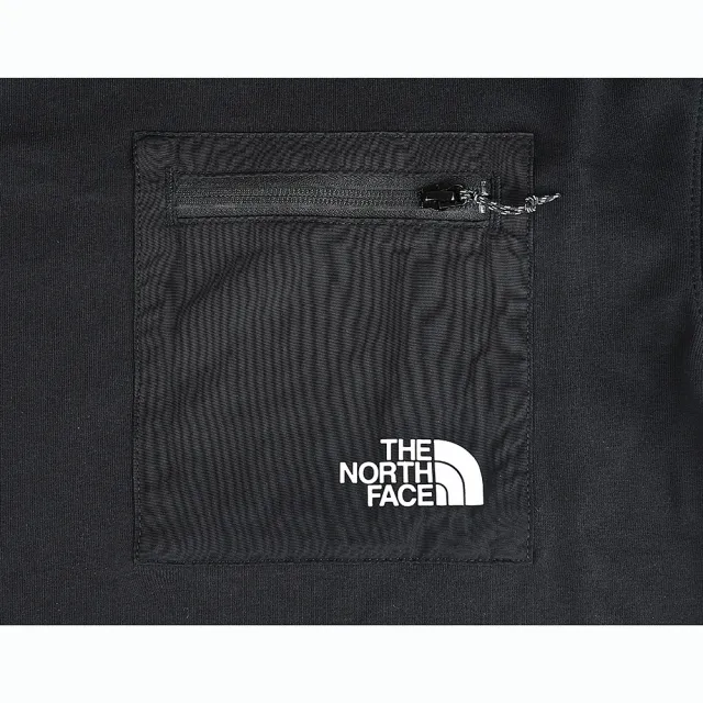 【The North Face】The North Face 英文印字LOGO彈性縮口長袖T恤(黑x白/男款)