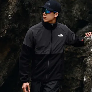 【The North Face 官方旗艦】北面男款黑色DWR防潑水抓絨外套｜8FHYKT0