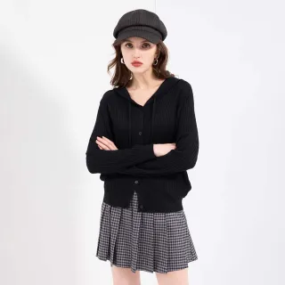 【HONOR 山形屋】百搭素色坑條針織連帽外套-灰/黑/紅