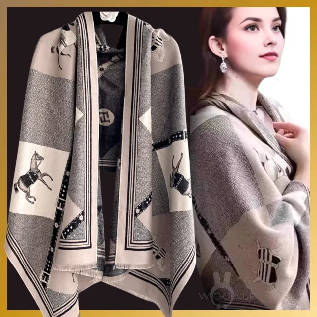WOONUE】30款超柔羊毛質感英倫千鳥格紋圍巾披肩百搭圍巾斗篷巴寶莉風格