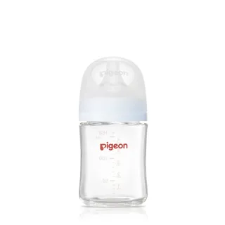 【Pigeon貝親 官方直營】第三代母乳實感玻璃奶瓶160ml/天使藍