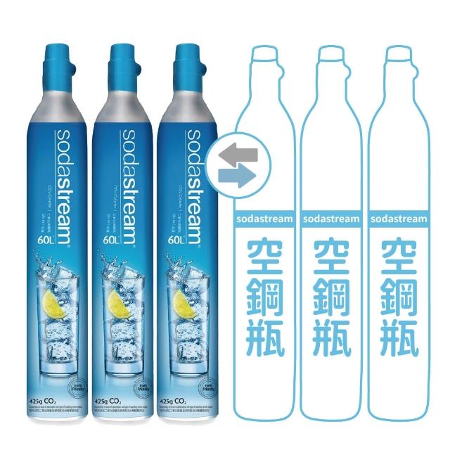 【Sodastream】CO2交換旋轉鋼瓶425g-3入組(您須有3支空鋼瓶 僅適用旋轉機種)