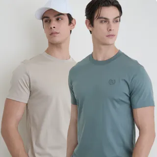 【GIORDANO 佐丹奴】男裝圓領小刺繡短袖上衣 Liquid Touch系列(多色任選)