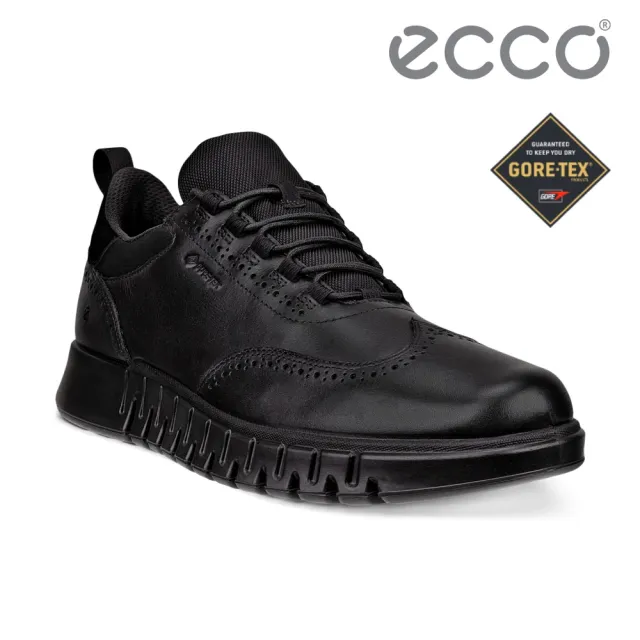 【ecco】GRUUV STUDIO M 樂步都會皮革防水休閒正裝鞋 男鞋(黑色 51233401001)