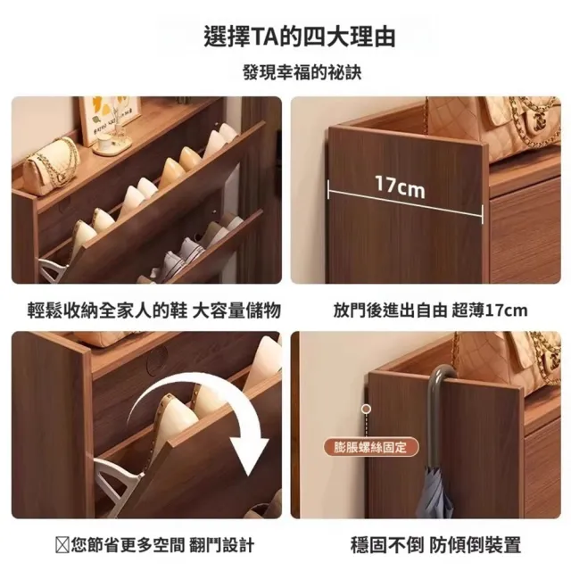 【Quality 聚家】鞋櫃 鞋架 翻鬥鞋櫃 超薄鞋櫃 玄關櫃 窄鞋架(120*17*120CM/翻鬥設計/佔地面積小/超大容量)