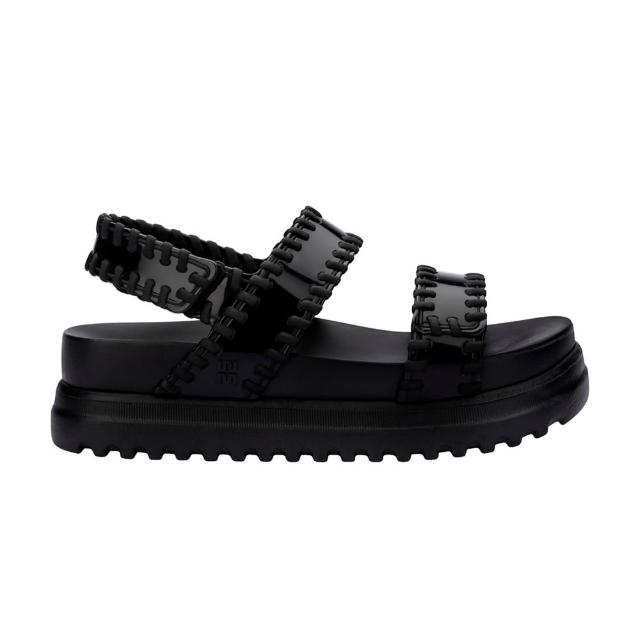 【Melissa】荷葉邊造型厚底涼鞋(黑色)